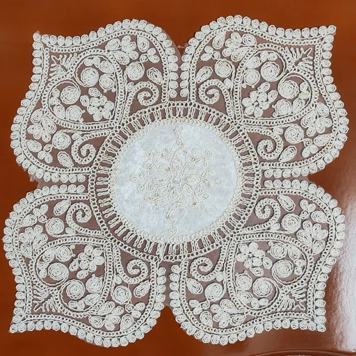 رومیزی مخمل دانتل بیضی مربع جدید طرح گوشواره