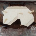 رومیزی مخمل پتینه قیطون سه تکه طرح رعدوبرق