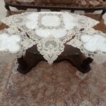 رومیزی مربع مخمل دانتل ترک سه تکه طرح نارین