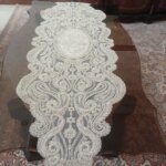 رانر غذاخوری دانتل مخمل شش نفره طرح لاله