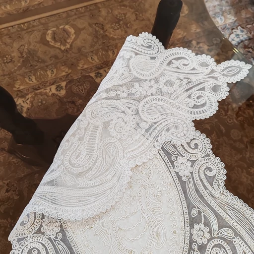 سرویس رومیزی پنج تکه دانتل مخمل طرح آنتیک