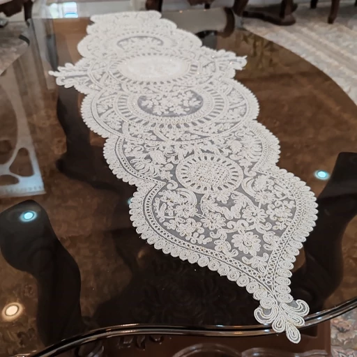 رانر غذاخوری دانتل مخمل جدید طرح کیمیا 132 سانتی