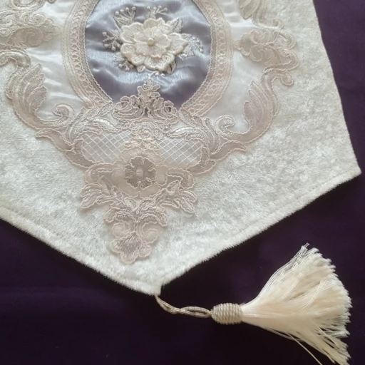 سرویس رومیزی مخمل دانتل جدید طرح گل برجسته 4 تکه