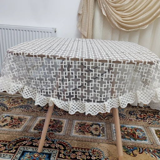 رومیزی غذاخوری گرد تور گیپوری چهار نفره