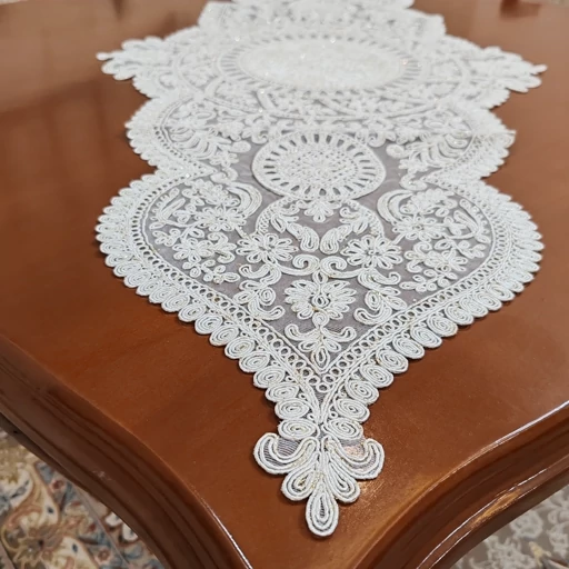 رومیزی مخمل دانتل جدید سه تکه طرح کیمیا