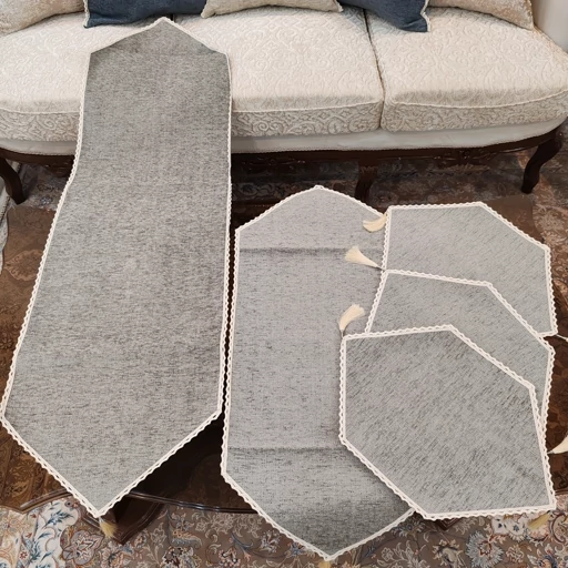 سرویس رومیزی پنج تکه مخمل کنفی جدید دوربافت