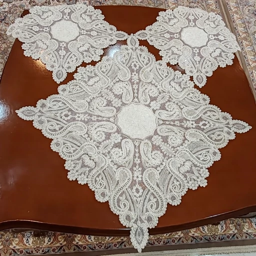 رومیزی مربع سه تکه طرح لاله ایرانی 57 سانت