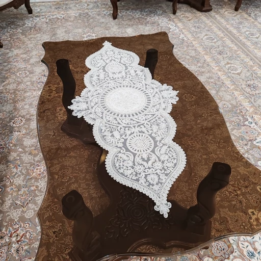 رومیزی مخمل دانتل جدید سه تکه طرح کیمیا