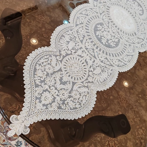 سرویس رومیزی پنج تکه دانتل مخمل جدید مدل کیمیا