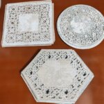 رومیزی عسلی کوچک پتینه لیزری لوزی مربع و گرد