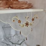 دستمال توویترینی مربع 30 سانتی حریر سنگ دوزی