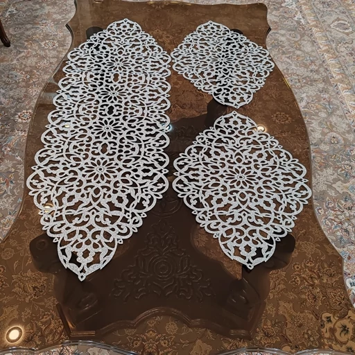 رومیزی سه تکه چرم اکلیلی مدل بهار جدید