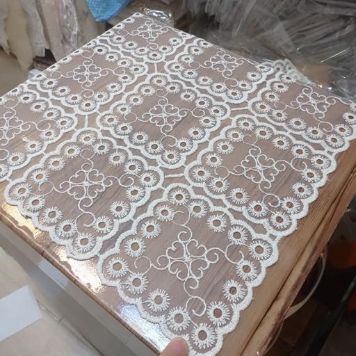 رومیزی روپشتی مربع حریر گیپور جدید گل گرد