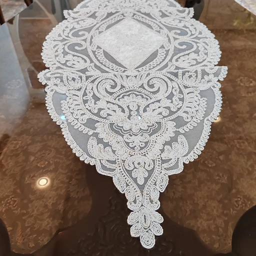 رومیزی دانتل مخمل سه تکه جدید طرح آسنا