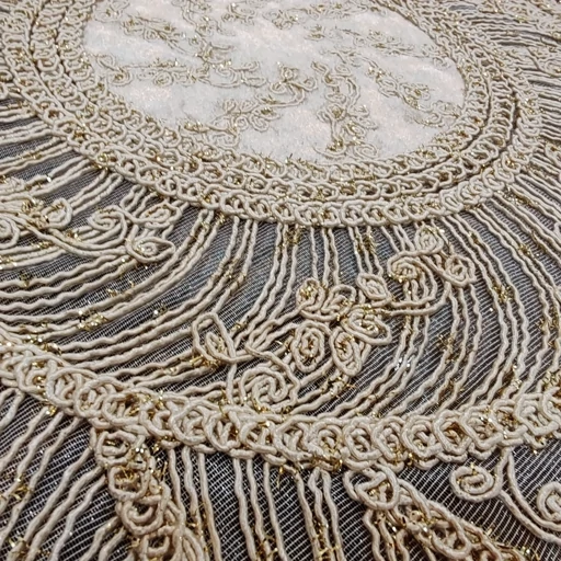 رومیزی دانتل مخمل سه تکه بیضی طرح آبشار