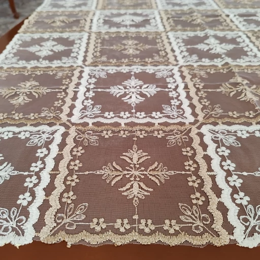 رومیزی روپشتی حریر گیپور جدید طرح برگ