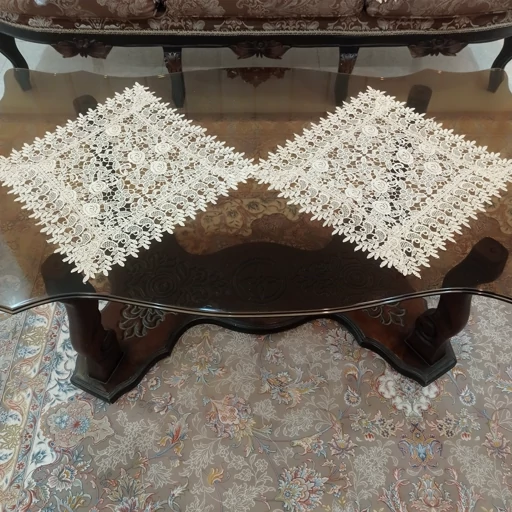 رومیزی مستطیل گیپور تمام ابریشم سه تکه