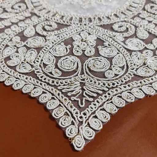 رومیزی مخمل دانتل بیضی مربع جدید طرح گوشواره