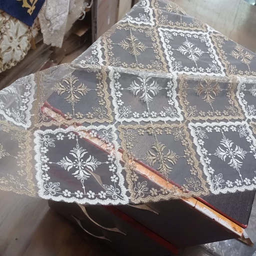 رومیزی روپشتی حریر گیپور جدید طرح برگ