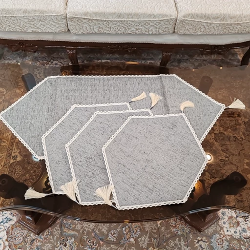 سرویس رومیزی پنج تکه مخمل کنفی جدید دوربافت