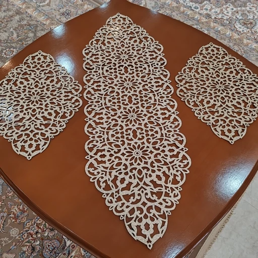 رومیزی سه تکه چرم اکلیلی مدل بهار جدید