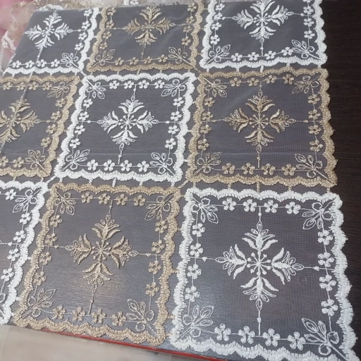 رومیزی روپشتی حریر گیپور جدید طرح برگ