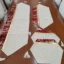 رومیزی مخمل پتینه ترکیبی 4 تکه با چرم طلایی