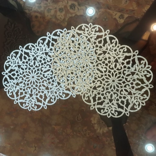 رومیزی توسینی و زیربشقابی بیضی چرم اکلیلی مدل بهار