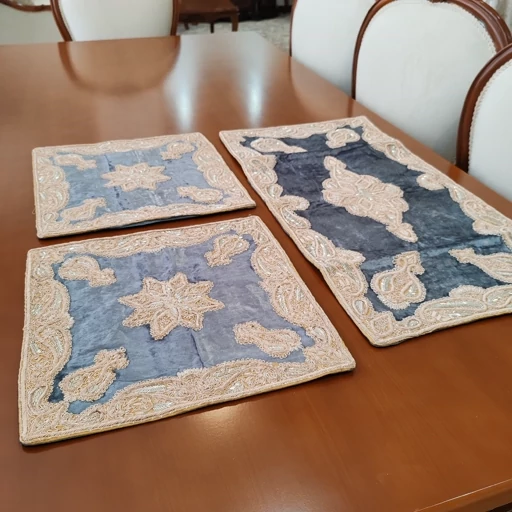 سرویس رومیزی پنج تکه مخمل دابکا سرمه دوزی هندی