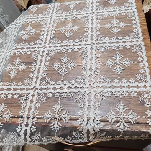 رومیزی روپشتی حریر گیپور جدید طرح برگ