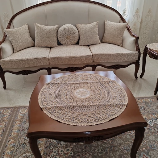 رومیزی گرد مخمل دانتل بزرگ سه تکه مدل ورساچه