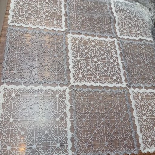 رومیزی روپشتی مربع حریر گیپور جدید طرح حصیری