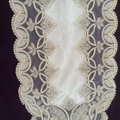 رانر غذاخوری کریستال دوزی مخمل دانتل ترک گندمی