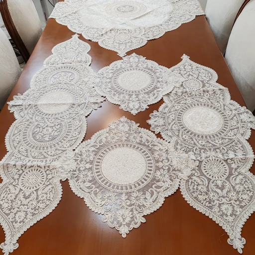 سرویس رومیزی پنج تکه دانتل مخمل جدید مدل کیمیا