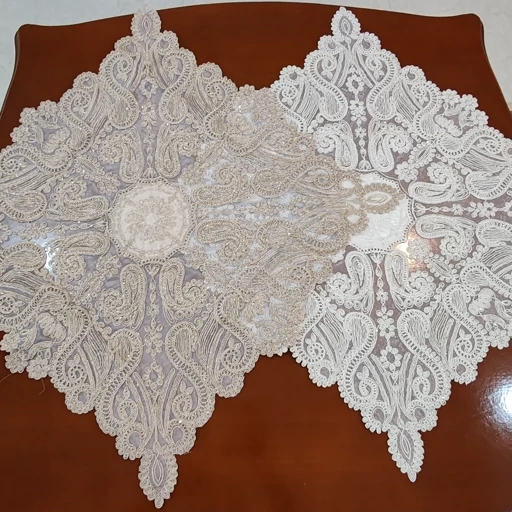 رومیزی مربع سه تکه طرح لاله ایرانی 57 سانت