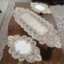 رومیزی مخمل دانتل ترک طرح گندمی 3 تکه بیضی
