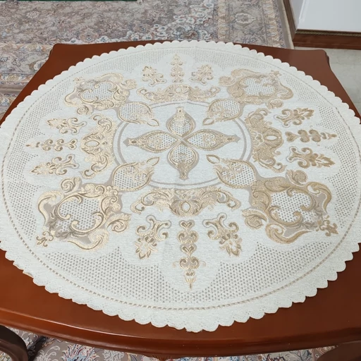 رومیزی گرد مخمل شاین 85 سانتی طرح صحرا