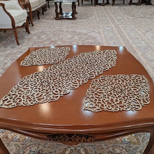 رومیزی سه تکه چرم اکلیلی مدل بهار جدید