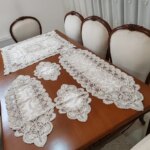 سرویس رومیزی پنج تکه ملیله دوزی مخمل دانتل گندمی سرویس رومیزی پنج تکه ملیله دوزی مخمل دانتل گندمی