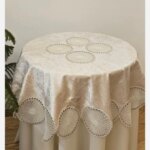 رومیزی گرد غذاخوری مخمل دانتل ترک قطر 150