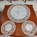 رومیزی گرد پتینه سه تکه طرح اسلیمی جدید