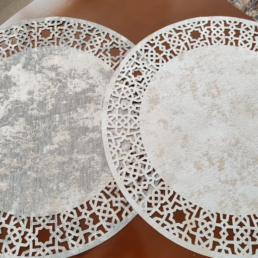 رومیزی گرد پتینه سه تکه طرح اسلیمی جدید