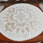 رومیزی گرد مخمل شاین 85 سانتی طرح صحرا