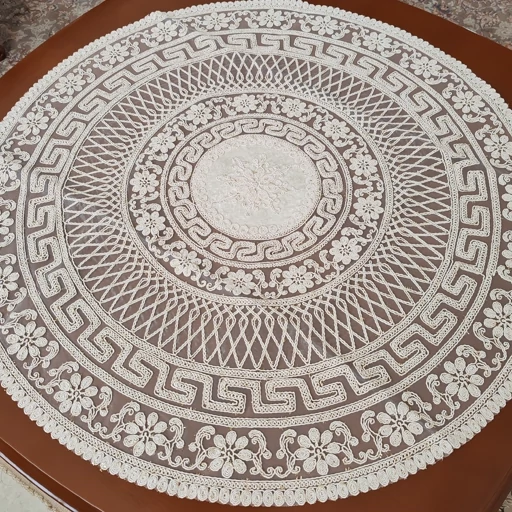 رومیزی گرد مخمل دانتل بزرگ سه تکه مدل ورساچه