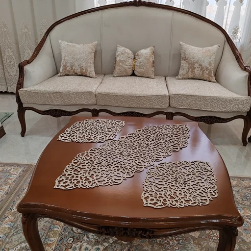 رومیزی سه تکه چرم اکلیلی مدل بهار جدید