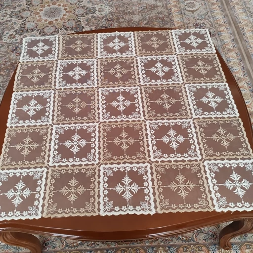 رومیزی روپشتی حریر گیپور جدید طرح برگ