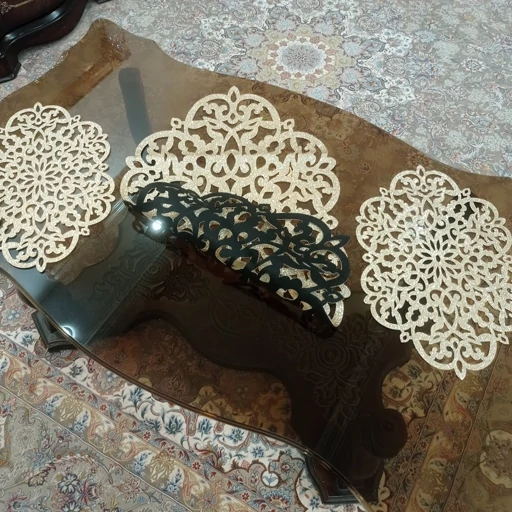 رومیزی بیضی چرم اکلیلی سه تکه مدل بهار درشت جدید