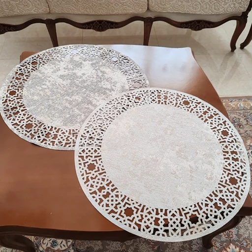 رومیزی گرد پتینه سه تکه طرح اسلیمی جدید