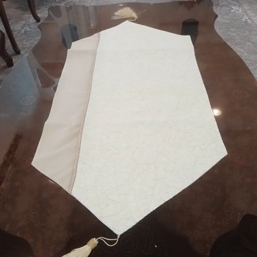 رومیزی مخمل پتینه قیطون سه تکه طرح رعدوبرق