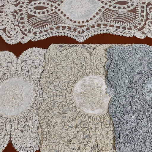 رومیزی مخمل دانتل بیضی مربع جدید طرح گوشواره